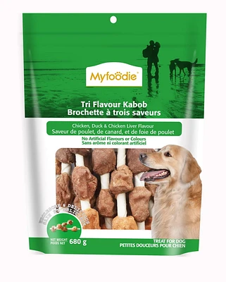 Gâterie pour chiens Brochette à trois saveurs de Myfoodie