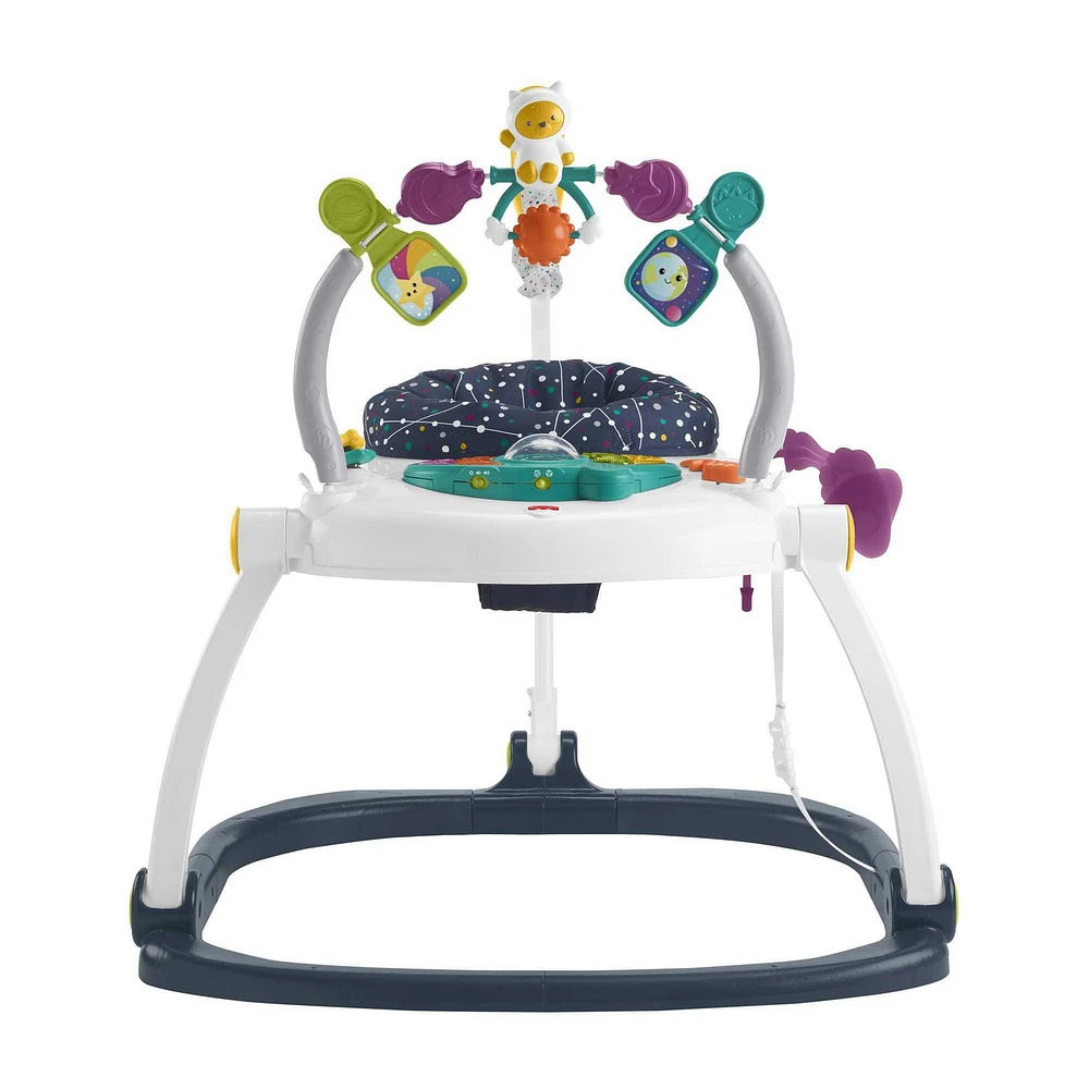 Fisher-Price Baby Bouncer Activity Center Jumperoo SpaceSaver with Lights & Sounds, Astro Kitty, Ages 0-12M