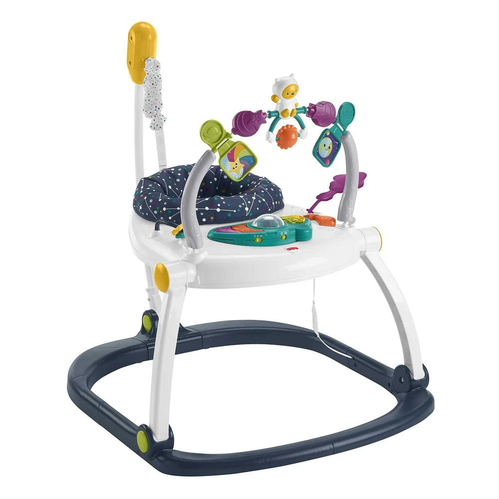 Fisher-Price Baby Bouncer Activity Center Jumperoo SpaceSaver with Lights & Sounds, Astro Kitty, Ages 0-12M