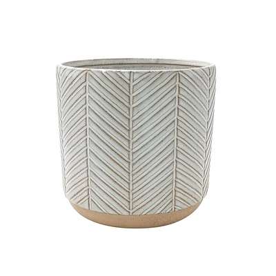 7" CHEVRON TAN, 7" CHEVRON TAN STONEWARE PLANTER