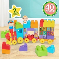 CoComelon Stacking Train, 40 Piece Large Building Block Set Includes JJ and TomTom Figures, Color and Number Recognition, CoComelon Stacking Train