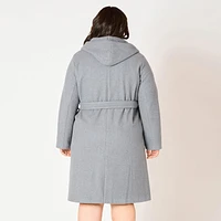 Devoted Women’s Plus size Knee length belted hooded coat, Belted hooded coat