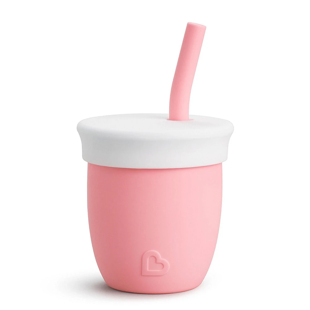 Munchkin C’est Silicone! Open Training Cup with Straw for Babies and Toddlers 6 months+, 4 Ounce, A taste of that bottle-free life!