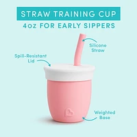 Munchkin C’est Silicone! Open Training Cup with Straw for Babies and Toddlers 6 months+, 4 Ounce, A taste of that bottle-free life!