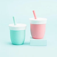 Munchkin C’est Silicone! Open Training Cup with Straw for Babies and Toddlers 6 months+, 4 Ounce, A taste of that bottle-free life!