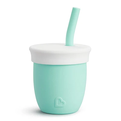 Munchkin C’est Silicone! Open Training Cup with Straw for Babies and Toddlers 6 months+, 4 Ounce, A taste of that bottle-free life!