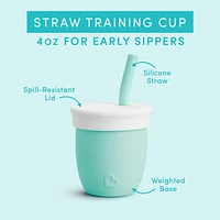 Munchkin C’est Silicone! Open Training Cup with Straw for Babies and Toddlers 6 months+, 4 Ounce, A taste of that bottle-free life!
