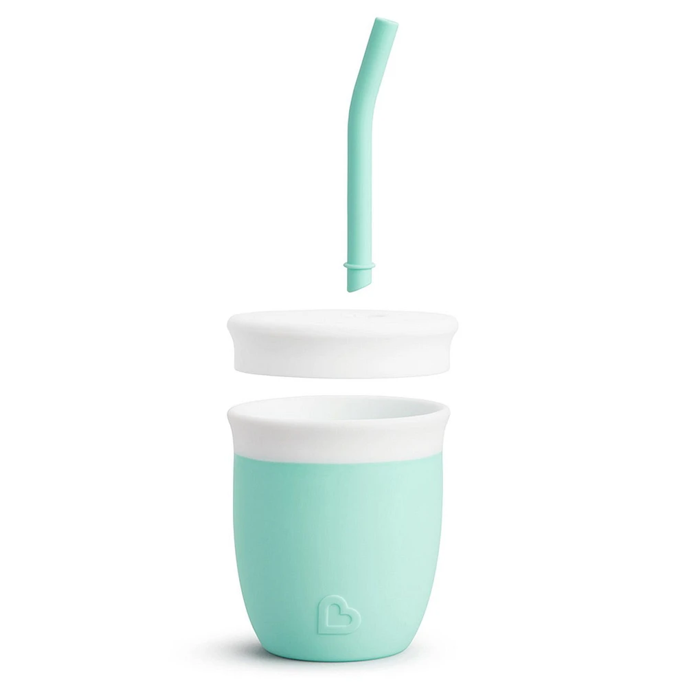 Munchkin C’est Silicone! Open Training Cup with Straw for Babies and Toddlers 6 months+, 4 Ounce, A taste of that bottle-free life!
