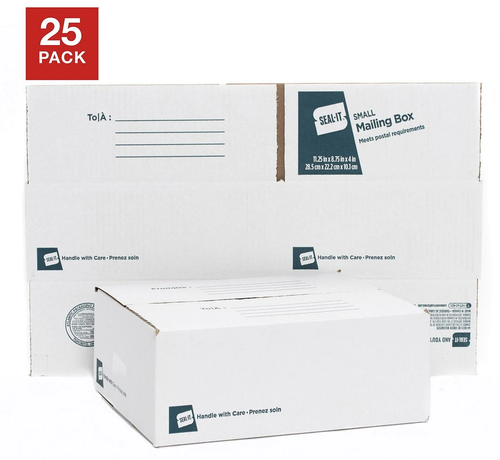 Seal It Small Mailing Box, 11.25 x 8.75 x 4 Inches, 25 Pack