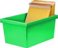 Storex 5.5 Gallon (21L) Classroom Storage Bin, Green, 6-Pack