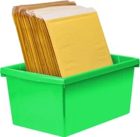 Storex 5.5 Gallon (21L) Classroom Storage Bin, Green, 6-Pack