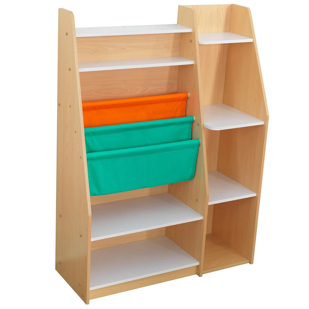 Pocket Sling Storage Wooden Bookshelf in Natural