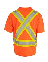 Forcefield Hi Vis V-Neck Short Sleeve Safety Tee Shirt, Size: M