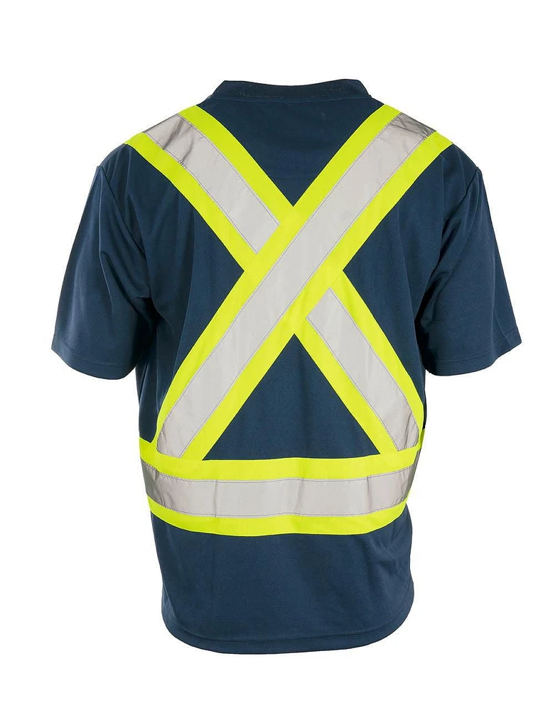 Forcefield Hi Vis V-Neck Short Sleeve Safety Tee Shirt, Size: M - 2XL