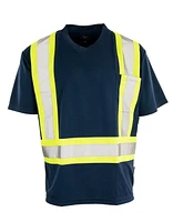 Forcefield Hi Vis V-Neck Short Sleeve Safety Tee Shirt, Size: M - 2XL
