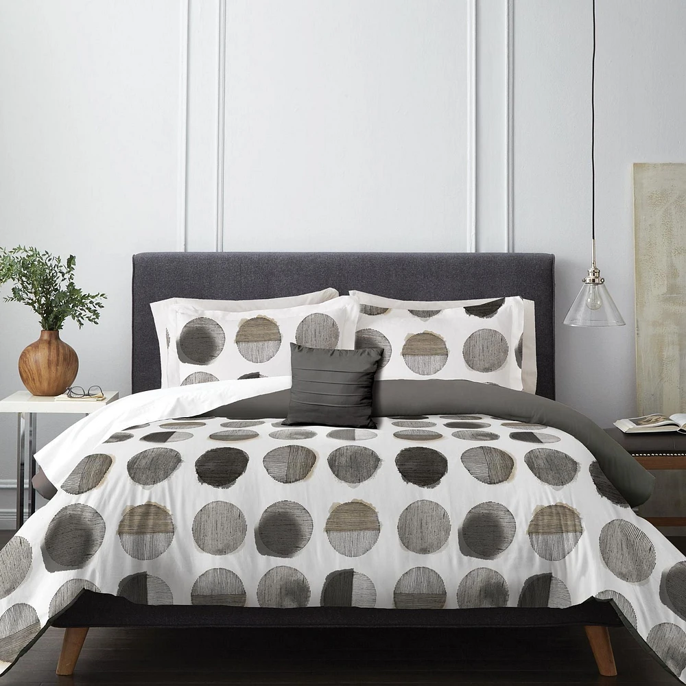 Wabasso 4pc Grey Dots Double Queen Comforter Set