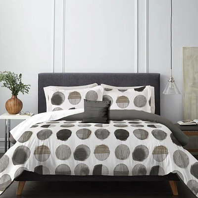 Wabasso 4pc Grey Dots Double Queen Comforter Set