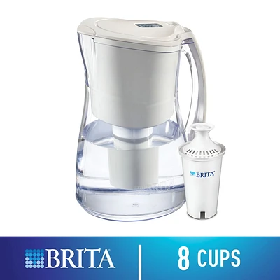 Brita 8 Cup Filter Pitcher, Reduces Chlorine taste and odour from Tap Water, Filters 151 Litres, Marina,, White