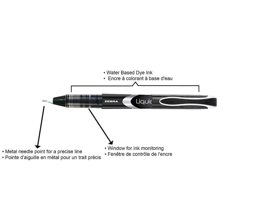 Liquid Roller Ball Gel Pen, Smooth flowing liquid ink that is skip-free