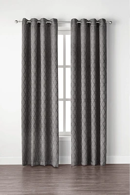 Mainstays Lattice Jacquard Window Curtain Mid Gray