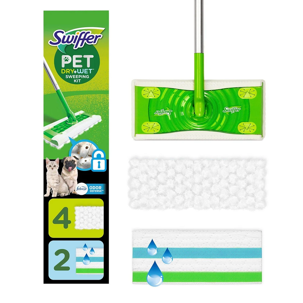 Sweeper Pet Sweep + Mop Broom & Mop Alternative, Dry & Wet Floor Cleaner, Fresh Scent, Cleaning Set, 1KIT