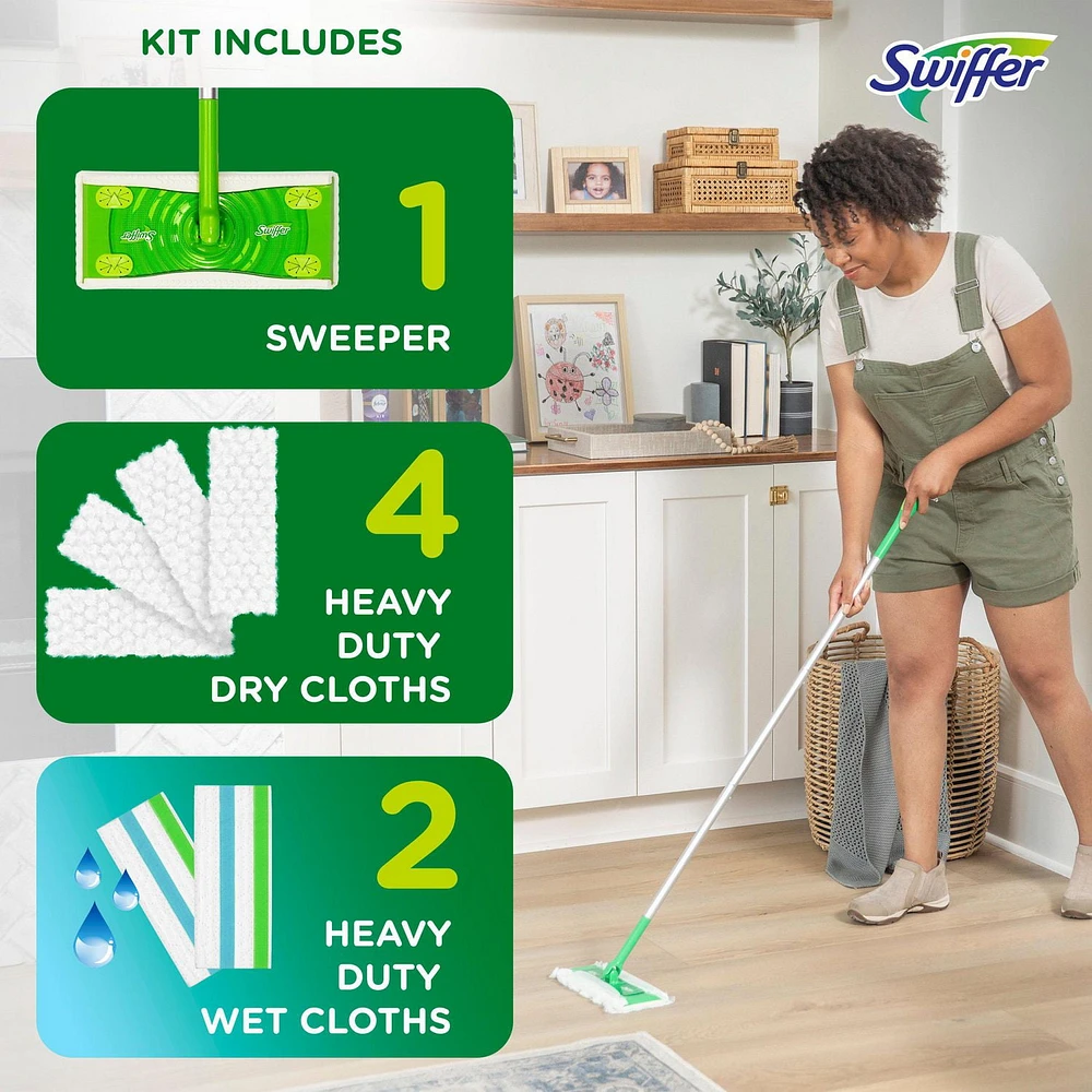 Sweeper Pet Sweep + Mop Broom & Mop Alternative, Dry & Wet Floor Cleaner, Fresh Scent, Cleaning Set, 1KIT