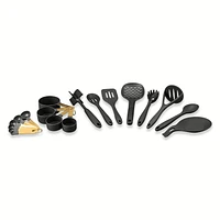 Thyme & Table Signature Series 32-Piece Cookware & Bakeware Set Ribbed Collection, Black, Cook Bake Set