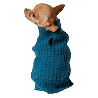 Holiday Time Blue Waffle with Pocket Dog Sweater