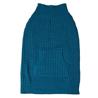 Holiday Time Blue Waffle with Pocket Dog Sweater