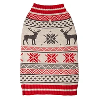 Holiday Time Red Moose Fair Isle Dog Sweater