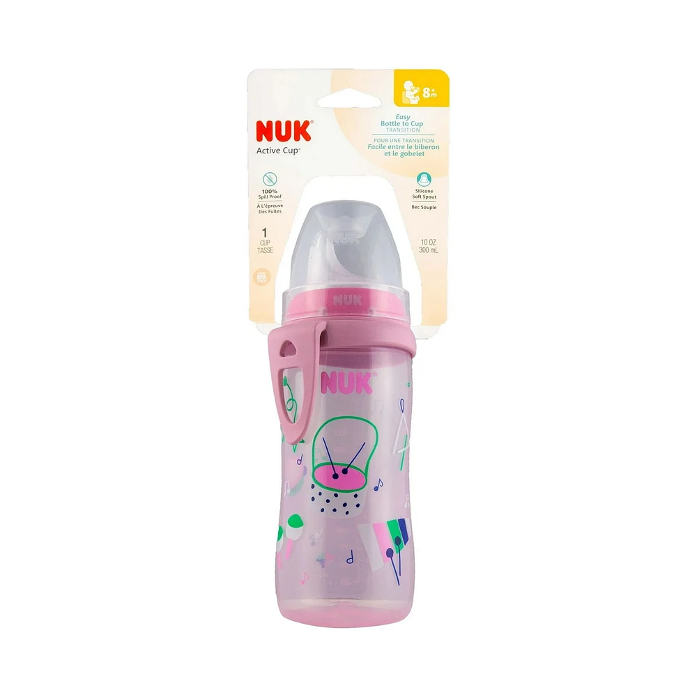 NUK Active Sippy Cup, Pink, 10 oz, BPA free and dishwasher safe