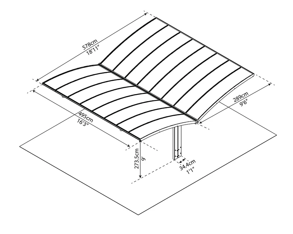 Canopia by Palram Arizona Wave 19 ft. x 16 ft. Double Wings Shape Carport