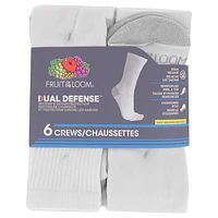 Fruit of the Loom Men's Dual Defense Crew Socks 6 Pair