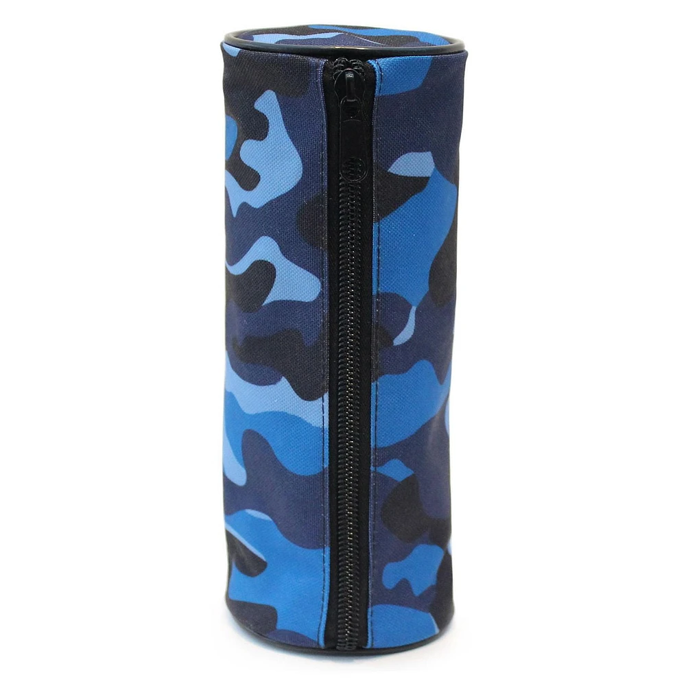 Pen+Gear Blue Camo Barrel Pencil Pouch in Durable Polyester