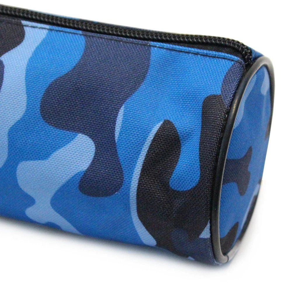 Pen+Gear Blue Camo Barrel Pencil Pouch in Durable Polyester