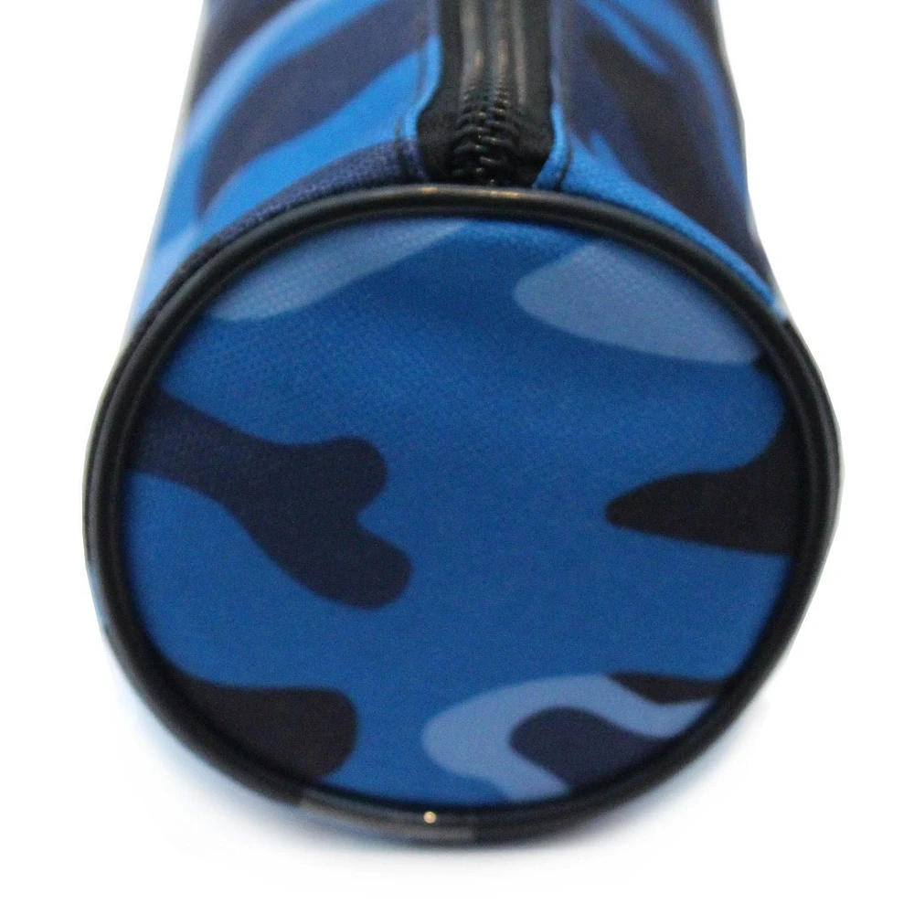 Pen+Gear Blue Camo Barrel Pencil Pouch in Durable Polyester