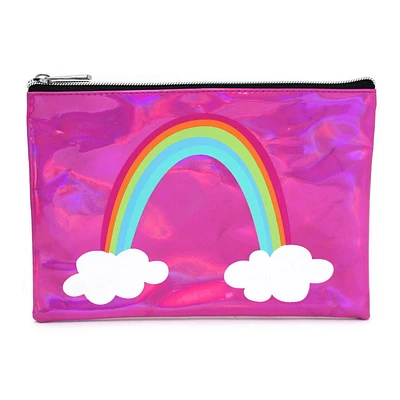 Pen+Gear Metallic Icon Pencil Pouch with Rainbow Design and Silver Zip