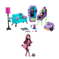 Monster High Bundle - Student Lounge Playset and Draculaura Doll