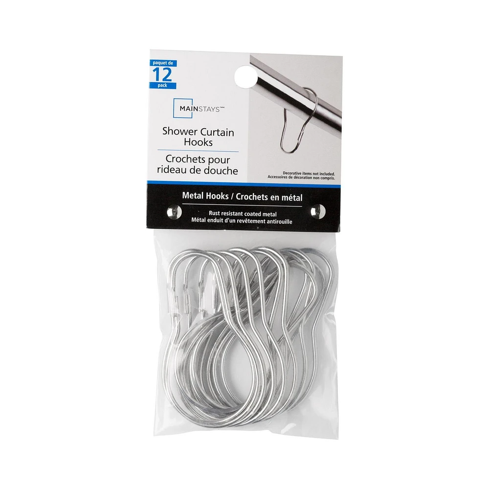 Mainstays Wire Shower Hooks, Set of 12
