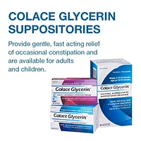 Colace Glycerin Suppositories - Adult | Gentle Fast Acting Relief of Occasional Constipation, 12 Suppositories