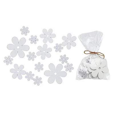 IH Casa Decor 16Pc Assorted Size Wood Ornaments Daisy White - Set of 2