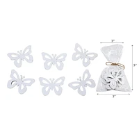 IH Casa Decor 6 Pk Wood Ornaments Butterfly White - Set of 2