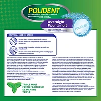 Polident Overnight Daily Denture Cleanser, 96 tabs Triple Mint Fresh