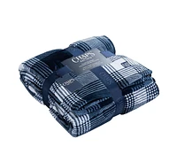 Chaps Plaid Silky Soft Flannel Fleece Regular Blanket Navy King, Cozy Navy King Regular Blanket