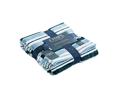 Chaps Solid Silky Soft Flannel Fleece Throw Blanket Navy 50” X 70” (One Size), Cozy Navy 50X70 Throw Blanket