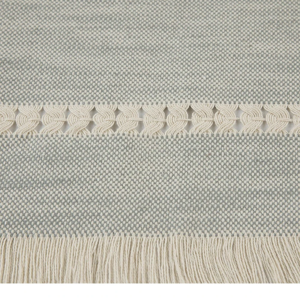 Better Homes & Gardens Gray Fringe Table Runner - 14 x 90" - Gray - 100% Cotton, 100% COTTON, 14"X90"