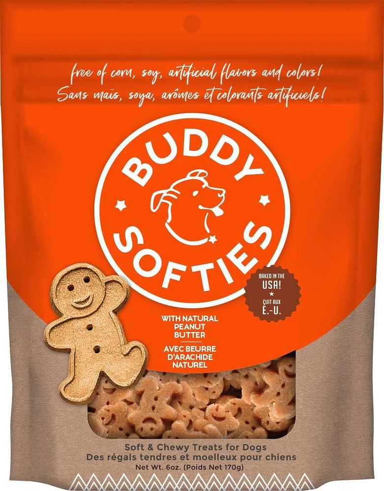 Buddy Biscuits Softies Soft & Chewy Dog Treats, Peanut Butter, 6 oz. Pouch, Buddy Biscuits Softies