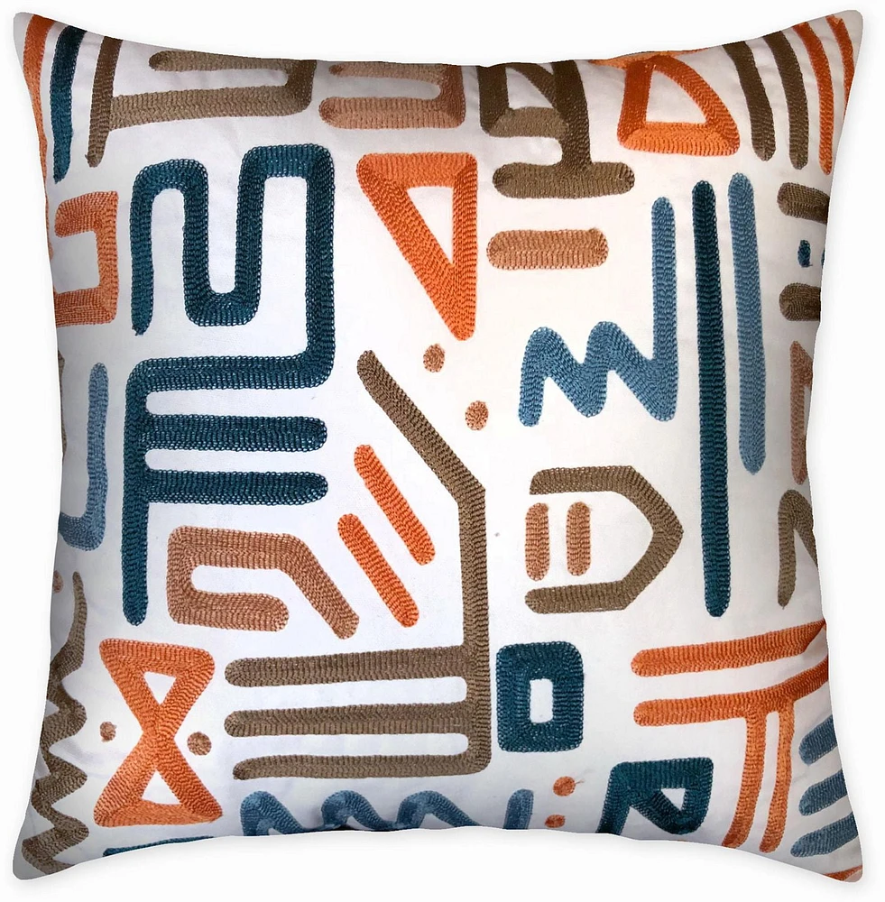 hometrends Aztec Teal Embroidered Decorative Pillow