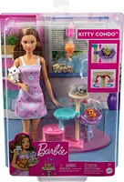 ​Barbie Kitty Condo Doll and Pets Playset with Barbie Doll (Brunette), 1 Cat, 4 Kittens, Cat Tree & Accessories, Ages 3+