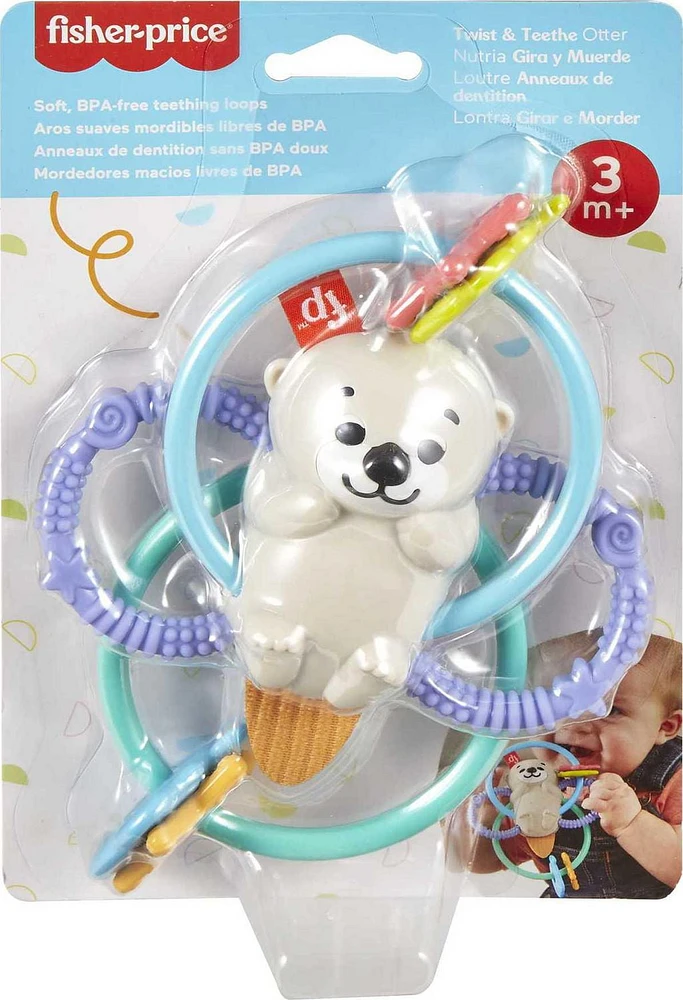 Fisher-Price Baby Rattle and BPA-Free Teething Toy for Newborns, Twist & Teethe Otter